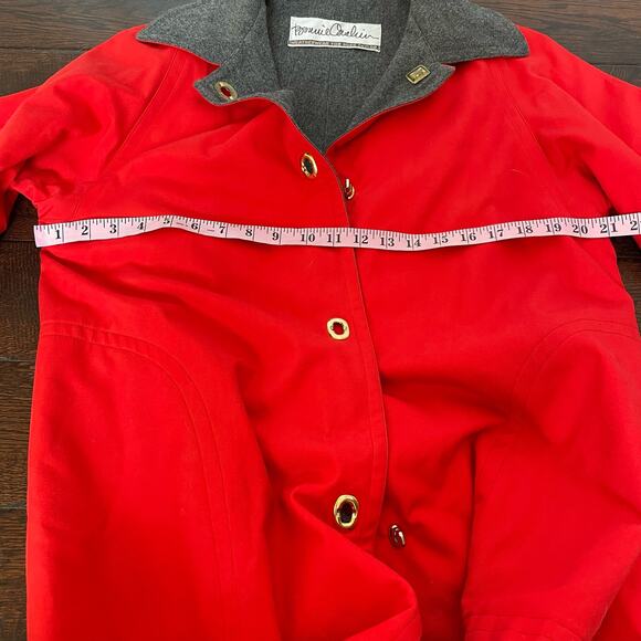 Vintage Bonnie Cashin Rain Coat Classic Red Grey Toggle Button Union Made READ - Picture 6 of 16